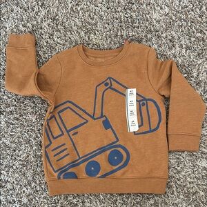 Cat & Jack Brown Sweatshirt with Blue Text